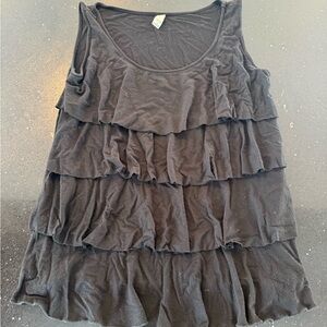 Black Ruffled Sun Moda Sleeveless Top